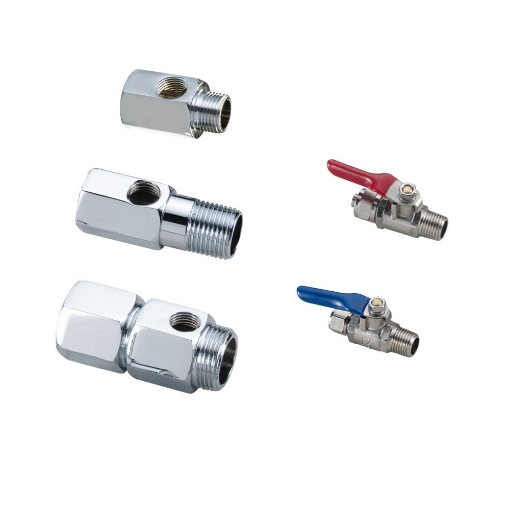 Picture of 1/2" - 3/4" Connectors & 1/4" - 3/8" Ball Valves  -Click For More Info