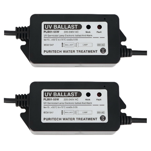 Picture of 2 x 1 to 55 watt Germicidal UV Light Ballasts for UVS 110w UV Light