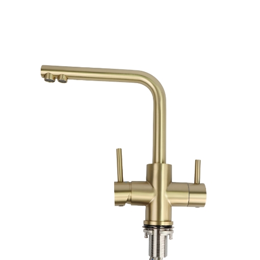 Picture of Brushed Gold 3 Way Mixer Tap (Hot / Cold / Filtered Water)