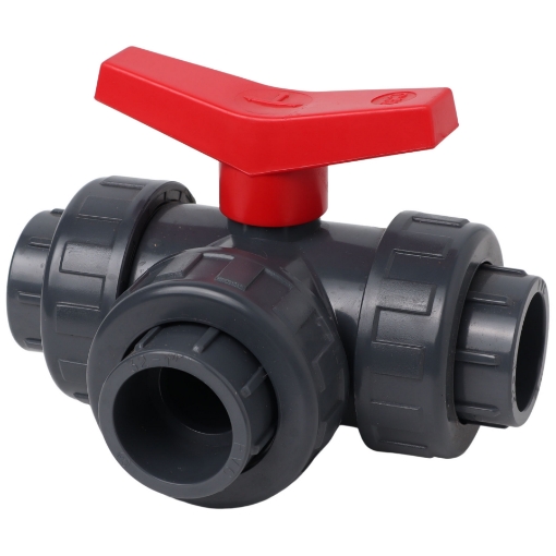Picture of uPVC 3 Way Ball Valve T-Port (Plain /Glue) - 25mm