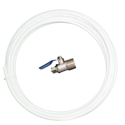 Picture of 1/4" Piping and 1/2" (15mm) Male Thread Inline Metal Valve Kit for Fridges and Dispensers 
