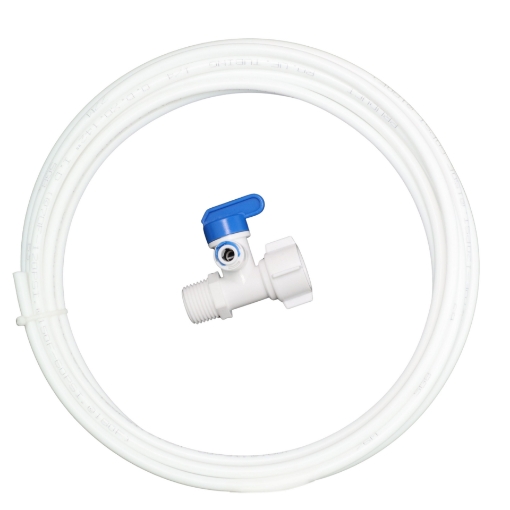 Picture of 5m of 1/4" Piping &  1/4" to 1/2" (15mm) Supply Connector Valve (Plastic) 