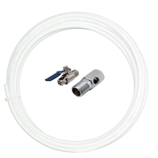 Picture of 5m of 1/4" Piping &  1/4" to 1/2" (15mm) Supply Connector Valve (Metal)