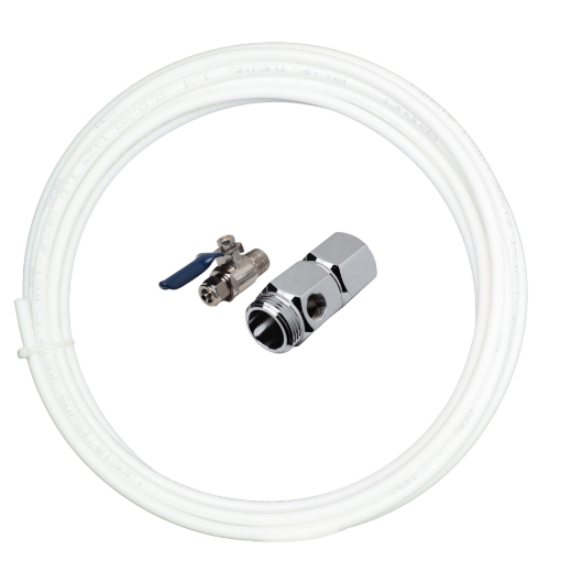 Picture of 5m of 1/4" Piping &  1/4" to 3/4" (20mm) Supply Connector Valve (Metal) Kit for Fridges and Dispensers